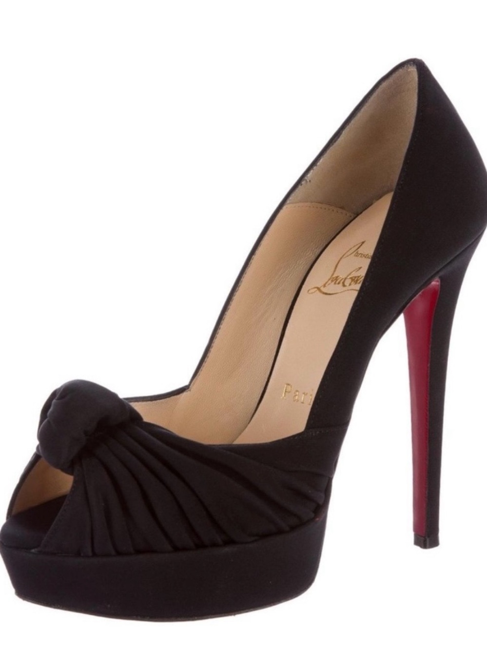 Christian Louboutin Black Jenny knotted Peep-Toe Platform Pump